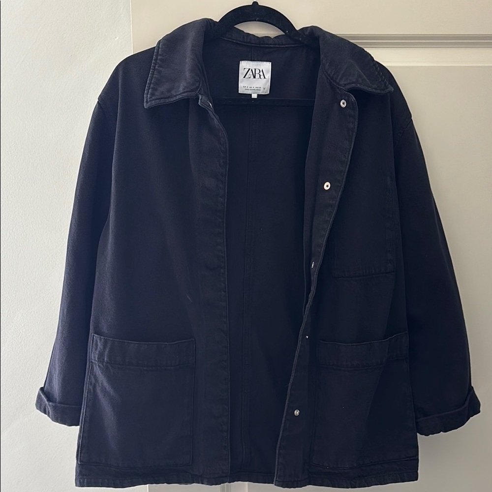 ZARA Black Casual Oversized Jacket
